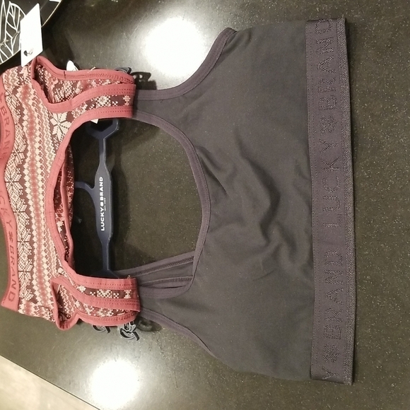 💕LUCKY BRAND💕 Bralettes (2 Pack) Snowflake Pattern & Black Small S NWT - Picture 2 of 8